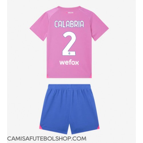 Camisa de time de futebol AC Milan Davide Calabria #2 Replicas 3º Equipamento Infantil 2023-24 Manga Curta (+ Calças curtas)